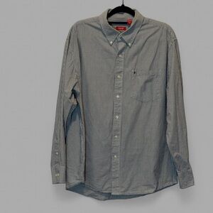 Izod Men's Blue and White Checkered Button Down Shirt XL